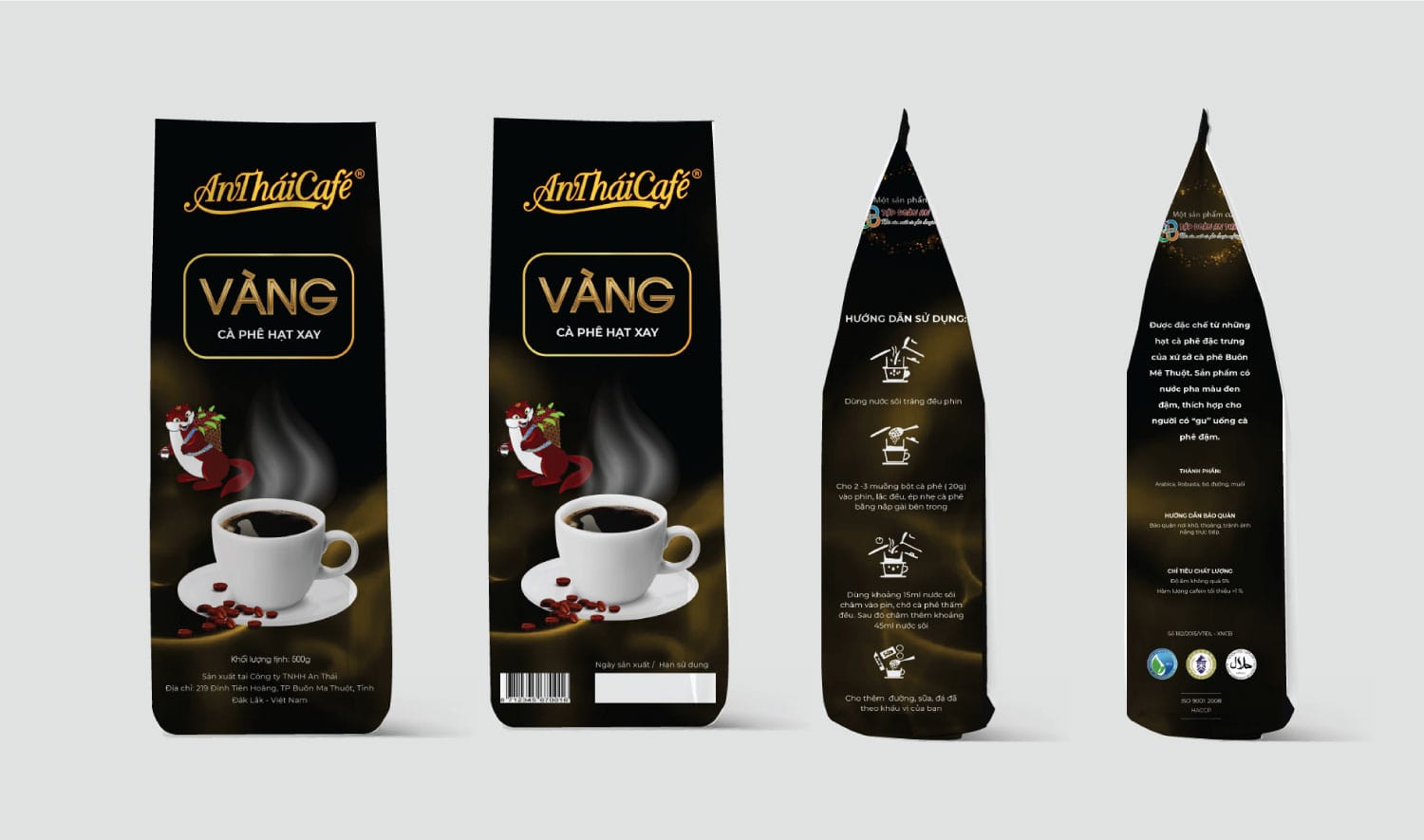 Dự án thiết kế bao bì cà phê hạt xay an thái 3